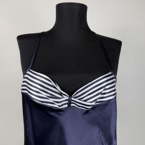 Vintage Petra Fashions Navy Slip Dress Medium Strappy Nightgown Made in USA